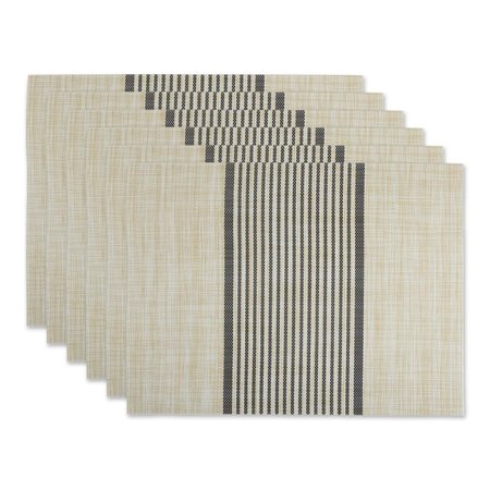DESIGN IMPORTS Black Middle Stripe PVC Woven Placemat CAMZ11803